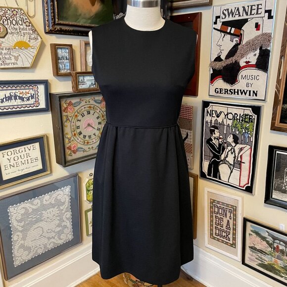 70s Vintage Bleeker St Black Shift Dress with Cropped Rhinestone Button Jacket - Picture 6 of 9